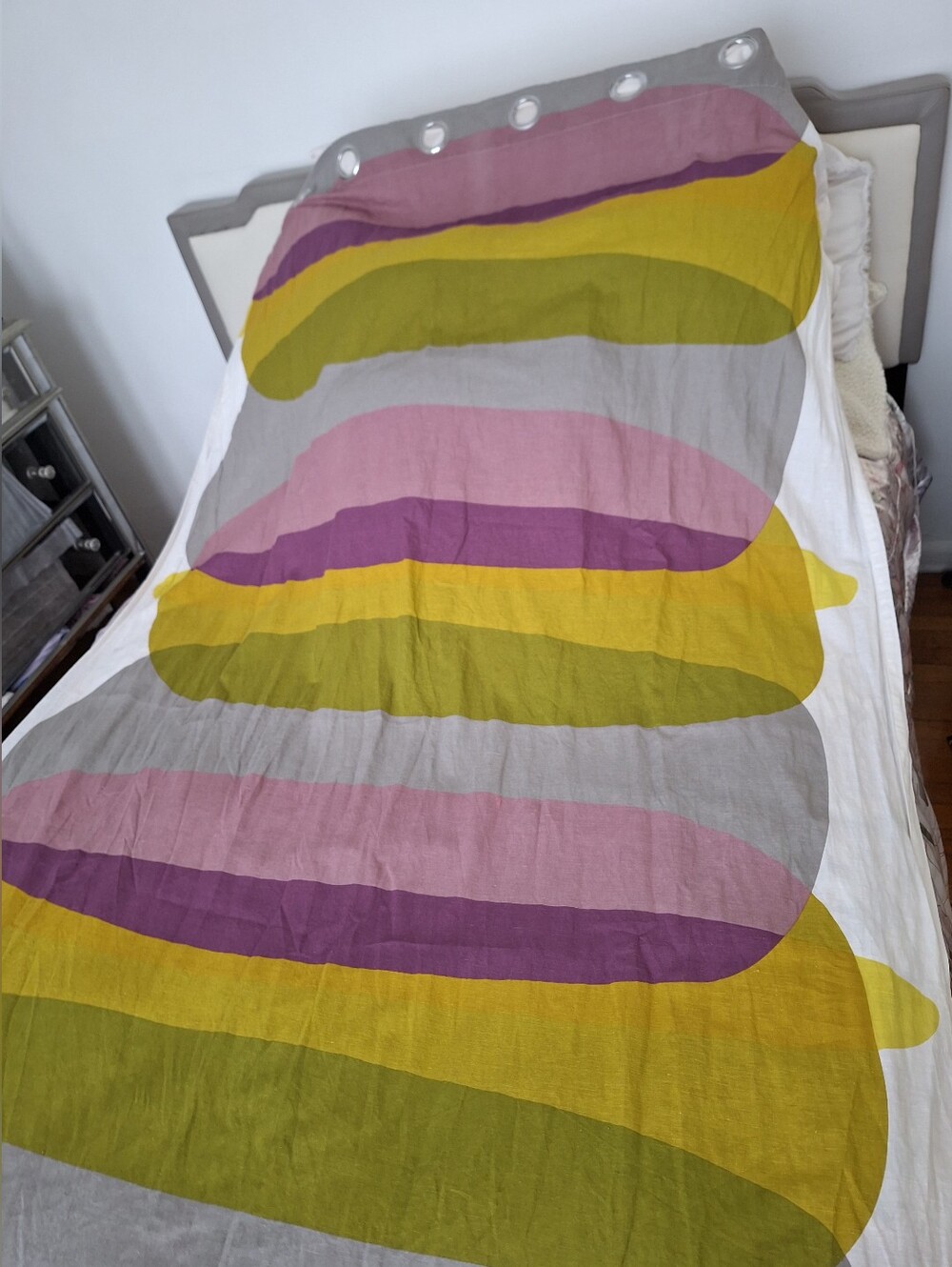 Ikea Set Of 2 Colorful Abstract Linen Blend Curtains With Grommets
